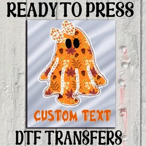 Custom Lace Boo Ghost Witch Bat Dtf Transfer, Fall Coquette Bow Dtf, Halloween Ghost Dtf,Pumpkins Heat To Press, Bow Floral Boo Fall Dtf