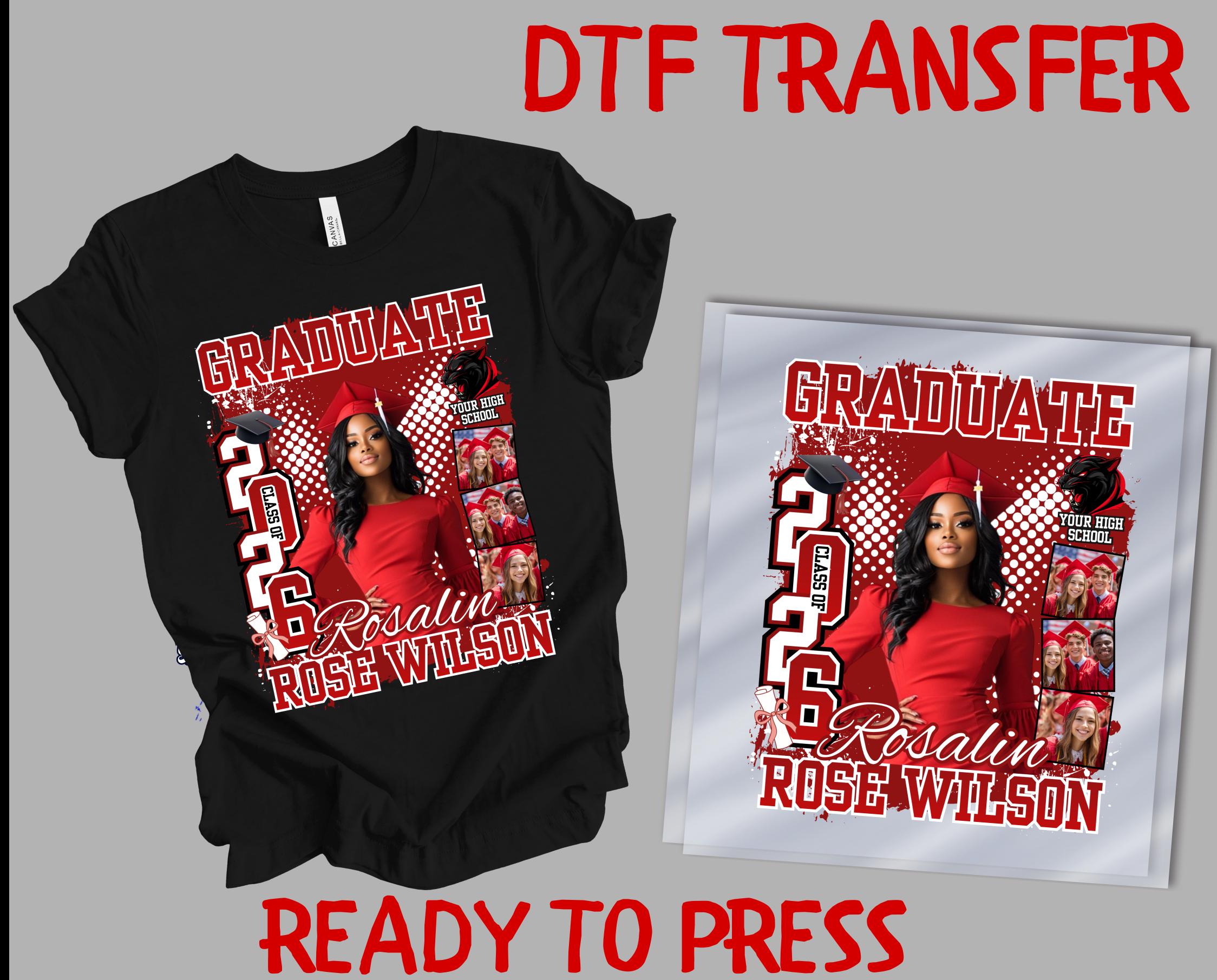 Graduate Transfer Custom Graduation Photo DTF 2026, Personalized Graduate Transfer, Class ...