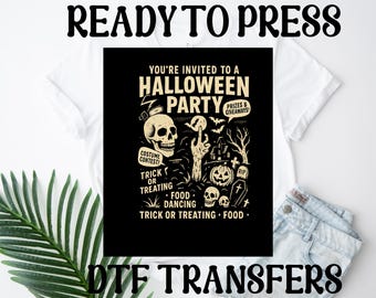 Retro Halloween Party Ready For Press,Funny Halloween DTF Transfer,Halloween Vibes DTF Print, Halloween Skull Dtf,Pumpkin Ghost DTF Transfer