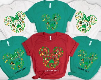 Camiseta personalizada del Día de San Patricio de Mickey y Minnie, camiseta del Día de San Patricio de Disney, camiseta del Día de San Patricio de Mickey, camiseta del Día de San Patricio a juego para toda la familia