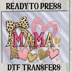 Coquette Heart Leopard Mama DTF,Mama Ready For Press,Floral Mom Heat Press Transfer,Mom Ready For Press Heat Transfers,Mama Iron on Transfer
