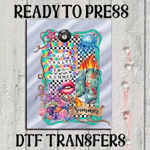 Salty Summer Dtf Transfer,Summer Vibes Heat to Press,Beach Dtf, Seashell Iron on Transfer,Vintage Summer Dtf,Retro Summer Dtf,Vacation