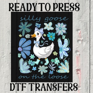 Boho Floral Goose DTF Transfer: Spring Heat Press Design