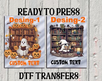 Custom Retro Ghost Reading Books DTF, Read Ghost Halloween DTF, Librarian Ghost Halloween Ready to Press, Book Lover Ghost Iron on Transfer