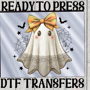 Halloween Lace Ghost Dtf Transfer, Fall Coquette Bow Dtf, Witchy Vibes Dtf,Pumpkins Heat To Press, Bow Floral Boo Fall Dtf, Preppy Halloween