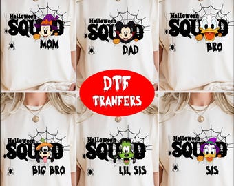 Custom Disney Halloween Squad All Characters Dtf,Mickey And Friends Halloween Ready to Press, Halloween Party Dtf,Disney Family Halloween