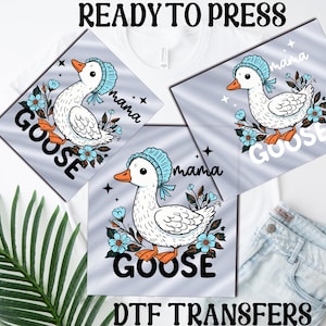 Vintage Floral Mama Goose DTF Transfer: Trendy Mother&#39;s Day Heat Press