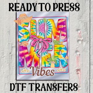 Summer Vibes Dtf Transfer,Summer Vibes Heat to Press,Beach Dtf, Seashell Iron on Transfer,Vintage Summer Dtf,Retro Summer Dtf, Vacation Dtf