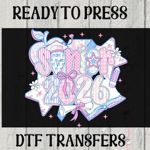 Preppy Senior 2026 Dtf Transfer, Preppy Class of 2026 Heat To Press, 2026 Floral Senior Dtf, Senior 2026 Back To School Iron On Transfer