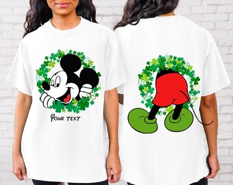 Custom Disney Mickey & Minnie Two-side St. Patrick's Day Sweatshirt,Disney Lucky Shirt,Disney Happy St. Patrick's Day Hoodies, Disney Lucky