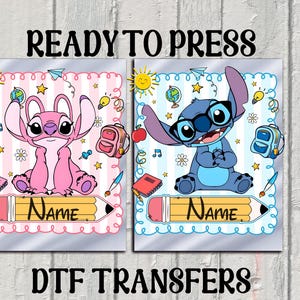 Custom Stitch and Angel Name Kids Back To School DTF Transfer, Personalized School Name Dtf, Custom Teacher Dtf, Boy Girl School Name Dtf