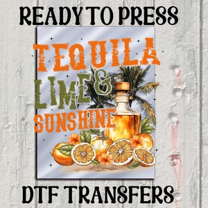 Transfert DTF Tequila Lime & Sunshine : Transfert à chaud en été Cinco de Mayo