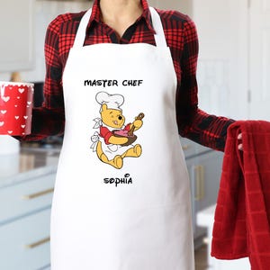 Custom Winnie The Poah Mouse Apron, Disney Baking Apron, Disney Cooking Apron, Disney Lover Gift, Disney Winnie The Poah Master Chef Apron