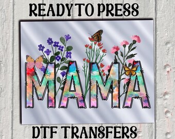 Retro Floral Mama DTF Transfer,Mama Ready For Press,Floral Mom Heat Press Transfer,Mom Ready For Press Heat Transfers, Mama Iron on Transfer