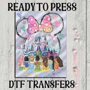 Retro Disney Princess Dtf, Watercolor Magic Castle Princess Ready To Press,Disney Trip Iron On Transfer,Disney Princess,Disneyworld Princess
