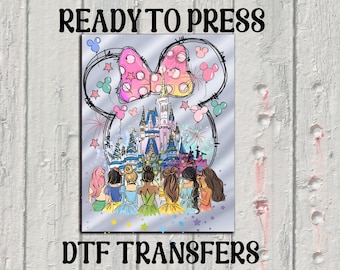 Retro Disney Princess Dtf, Watercolor Magic Castle Princess Ready To Press,Disney Trip Iron On Transfer,Disney Princess,Disneyworld Princess