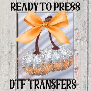 Transferência de abóboras Coquette Disco DTF, abóboras de Halloween DTF, presente para mães de Halloween DTF, abóboras aquecidas para prensar, prontas para prensar no Halloween