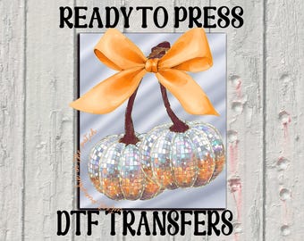 Coquette Disco Pumpkins Dtf Transfer, Halloween Pumpkins Dtf, Gift For Halloween Moms Dtf, Pumpkins  Heat To Press, Halloween Ready to Press