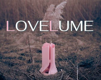 Unique Vase“LOVELUME” - 3in1 Vase, Modern & Minimalist 3D Printed Pink vase for Fresh or Dried Flowers Textured Surface, Decor Gift for love