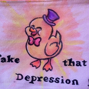 Nimm die Depression Quietscheente Canvas Bag Orange Zipper