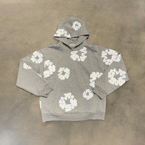 Denim Tears The Cotton Wreath Hoodie Gray - Hoodie - Jumper - Pullover Unisex Man Women - Designer - Floral Print Hoodie - Puff Print