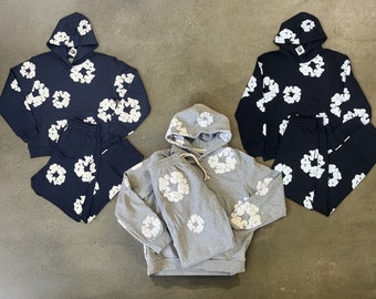 Denim Tears The Cotton Wreath Trainingsanzug - Hoodie - Jogginghose - Pullover Unisex Mann Damen - Designer - Blumen Print Hoodie - Puff Print