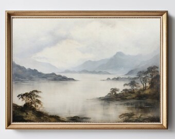 Islands In The Sea | Mountains Landscape | Vintage Painting | Moody Wall Art | Rustic Art Print | Digital Download | PRINTABLE