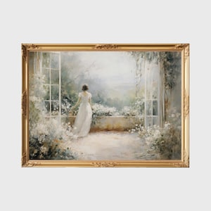 Pintura vintage del jardín rural francés / Decoración de la habitación botánica / Impresión de arte del dormitorio / Arte de pared silenciado / Descarga digital / IMPRIMIBLE
