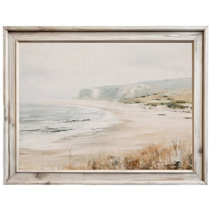 Coastal Whisper | Beach Landscape Art | Seascape Painting | Nautical Beach Scene | Neutral Tone Wall Art | Digital Download | PRINTABLE