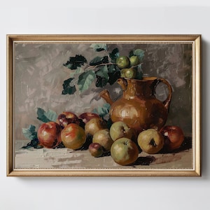 Fruits Still Life | Country Kitchen Print | Apple Still Life | Vintage Oil Painting | Digital Download | PRINTABLE