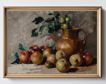 Fruits Still Life | Country Kitchen Print | Apple Still Life | Vintage Oil Painting | Digital Download | PRINTABLE