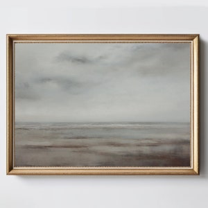 Moody Pastel Coastal Painting | Beach Farmhouse Room Decor | Muted Ocean Wall Art | Vintage Aesthetic | Digital Download | PRINTABLE