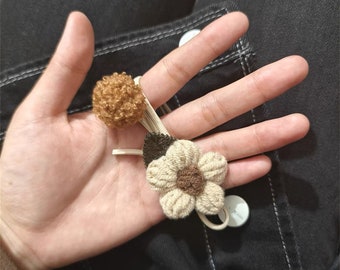 Cute Beige Coffee Soft Wool Knitted Handmade Hair Rope,Girls Hair Ring,Hair Accessories,Gifts for Her,Gifts for Friends