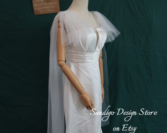 Abnehmbare Tüll-Träger/Ärmel für ärmelloses Kleid, Feen-Hochzeitskleid-Flügel, abnehmbare Tüll-Ärmel, Tüll-Kleid-Ärmel für Abendveranstaltung