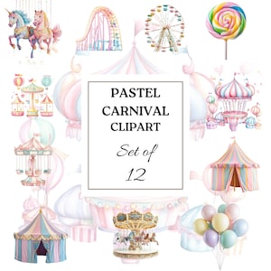 Pastelkleur carnaval clipart | Clipart suikerspin snoep | Candyland clipart png | Digitale download | Aquarel carnaval | Papier knutselen