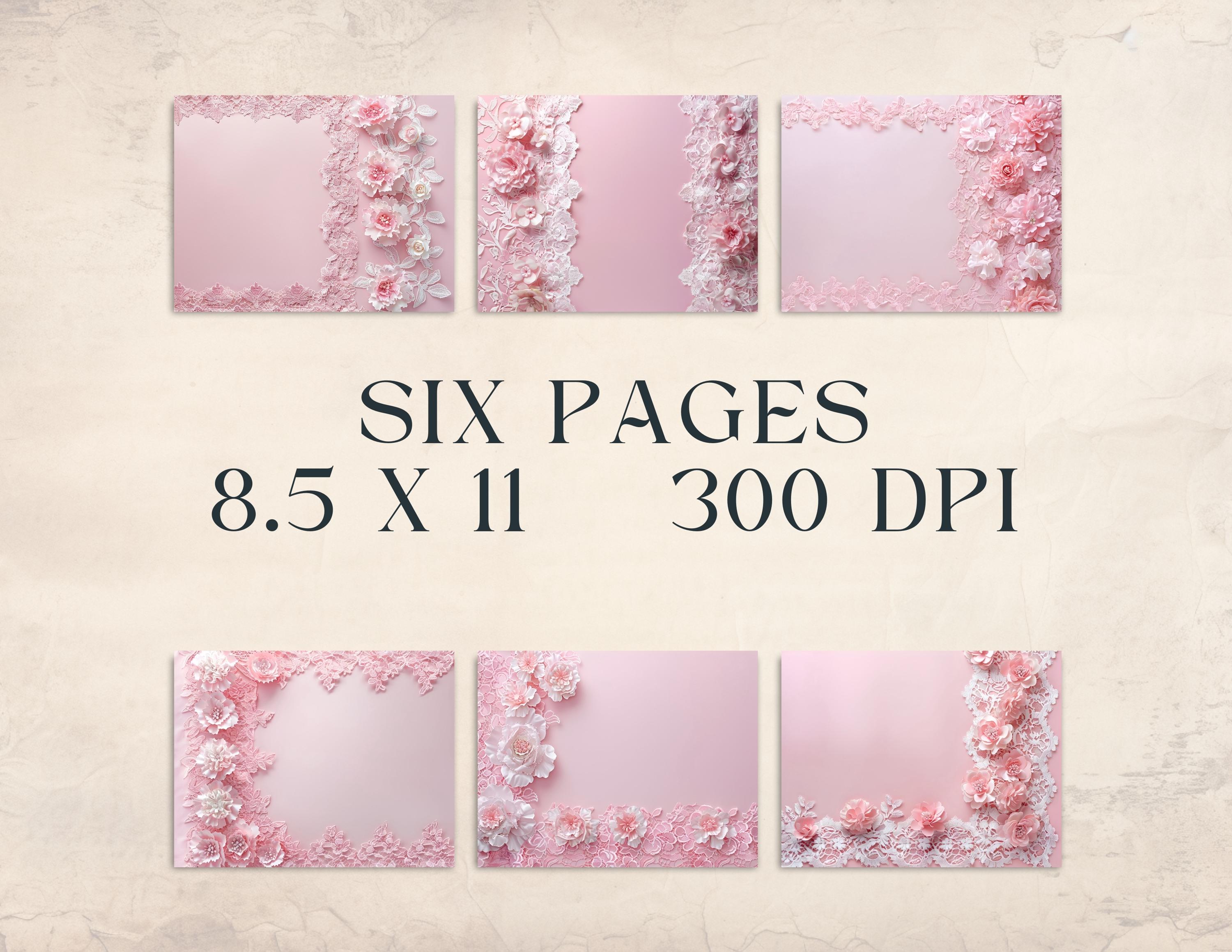 Pink Floral Junk Journal Digital Paper, Flowers on Pink Paper 6 Digital ...