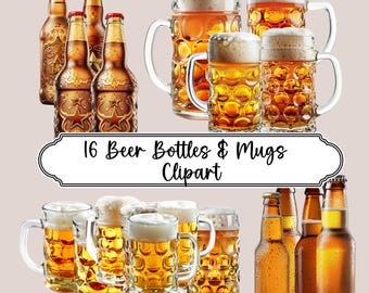 Beer Glass Clipart Beer Bottle Clipart Beer Mug PNG Transparent  Watercolor  Drinks Clipart  Instant Download Commercial License