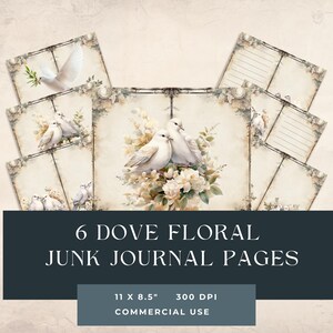 Dove Bird Junk Journal Pages | Birds Printable Pages | Vintage Junk Journal Digi Kit | Scrapbook Kit | Journal Supplies | Scrap Book | Doves