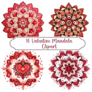 Valentine Mandala Clipart - Valentine Graphics - Cute Digital Art Scrapbooking and Journals -  Valentines Day Clipart