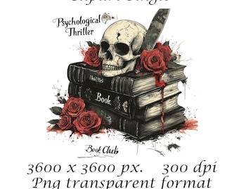 Psychological Thriller Book Club PNG Gothic Book design Bookish Png Crime Scene Book Lover Bookish shirt Png Book Reader Png