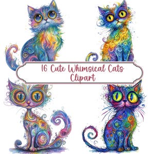unny Quirky Cat Clipart, Cute Cat, Quirky Frazzled Cats, Printable Watercolor, Kitten Sublimation Digital Designs, Funny Cat Mom Png