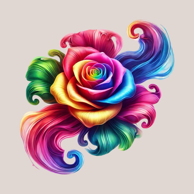 Rainbow Roses Collection of 6 Rainbow Rose PNG Clipart Set, Transparent ...