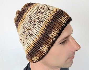 Sombrero de punto estampado, sombrero cálido hecho a mano, sombrero de lana de patrón mixto, regalo para el mejor amigo, sombreros prácticos, sombrero minimalista para el día a día