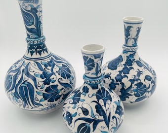 Jarrón de cerámica turca hecho a mano, jarrón decorativo grande, tarro de cerámica hecho a mano con tapa, jarrón central, decoración de mesa, decoración del hogar