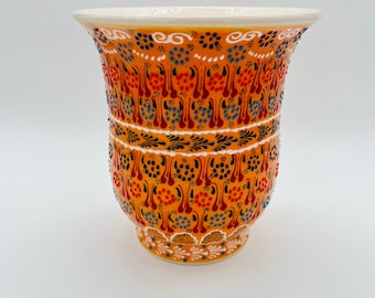 9,8'(25Cm),Handmade Ceramic Planter Pot,Floral Patterned Flower Pot
