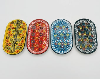 Ovaler Keramikteller 19 cm, handgefertigter türkischer Keramikteller, handbemalt, mikrowellengeeignet, bleifrei, lebensmittelecht, handgefertigte Keramik, Geschenke für Mama