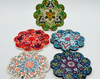 Turkish Ceramic Handmade Trivet For Hot Pot Dishes Moroccan Tile Pottery Decorative Large Wall Hanging Trivet Best Gift Ceramic Lovers