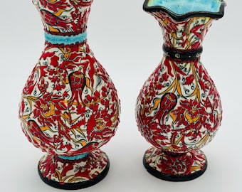 Jarrón de cerámica turca hecho a mano, jarrón decorativo grande, tarro de cerámica hecho a mano con tapa, jarrón central, decoración de mesa, decoración del hogar