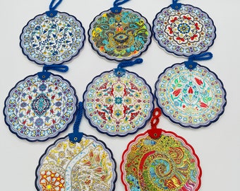 Salvamanteles de cerámica turca hecha a mano para ollas calientes, azulejo marroquí, salvamanteles decorativo grande para colgar en la pared, el mejor regalo para los amantes de la cerámica.
