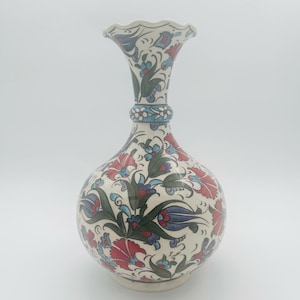 Handmade Turkish Ceramic Vase,Large Decorative Vase,Handmade Ceramic Jar With Lid,Centerpiece Vase,Table Top Decor,Home Decor